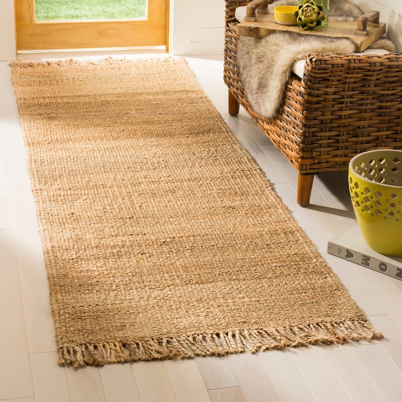 SAFAVIEH Handmade Natural Fiber Leteke Jute Fringe Rug - 2'6" x 8' Runner - Natural