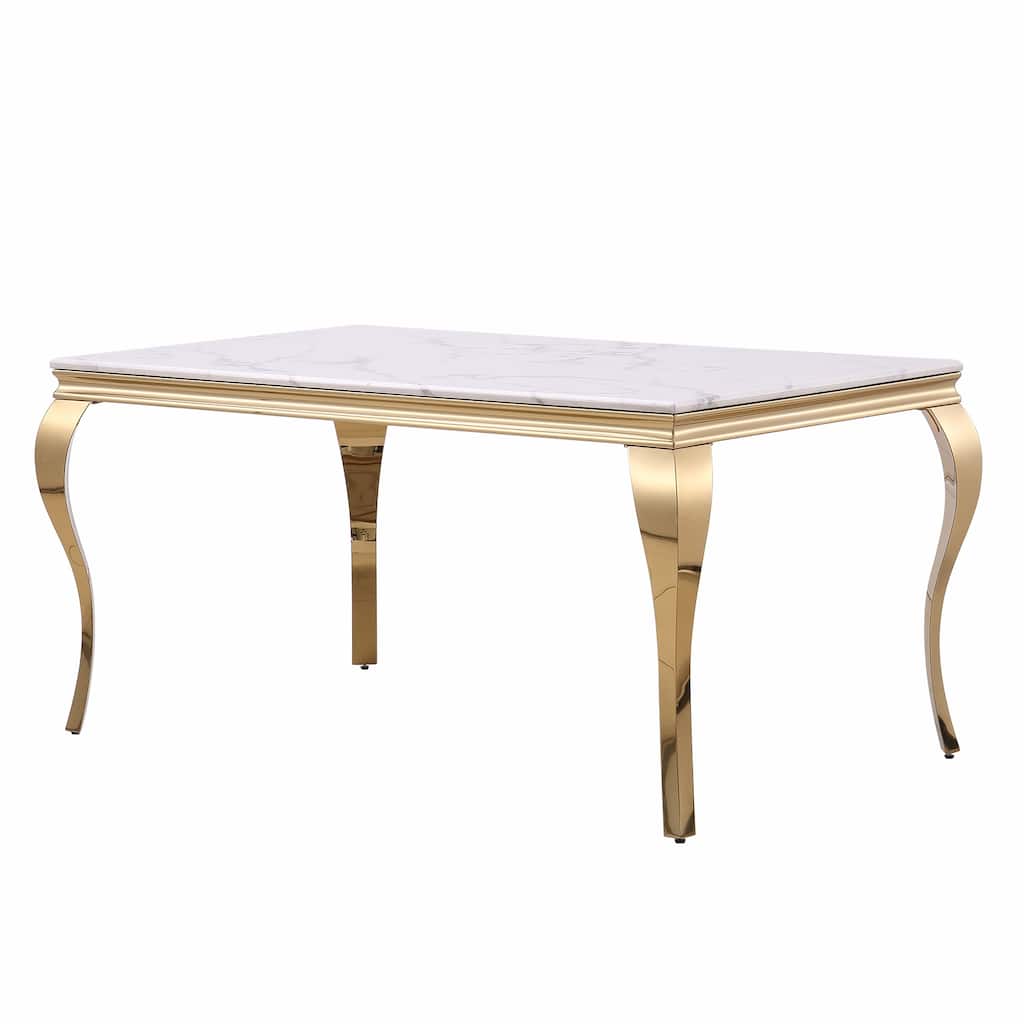 Modern Dining Room Table with Polished Stainless Steel Legs