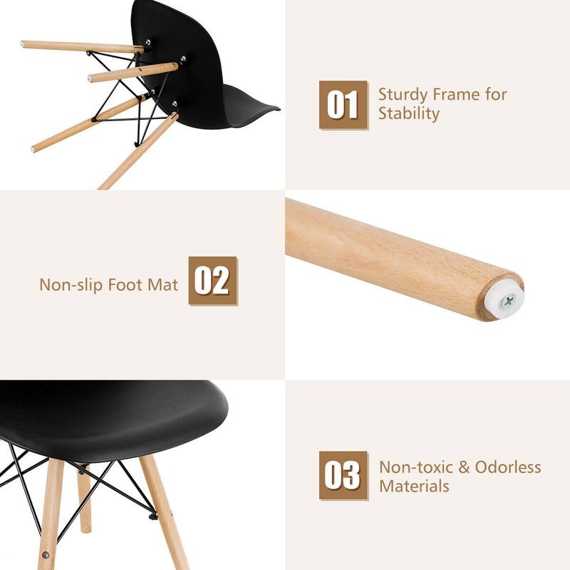 Gymax Set of 4 Modern Dining Side Chair Armless Home Office w/ Wood