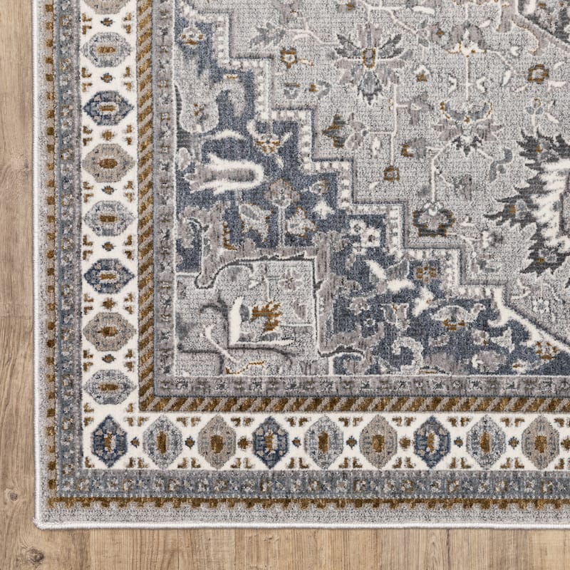 Style Haven Everly Traditional Center Medallion Blue/ Grey Area Rug