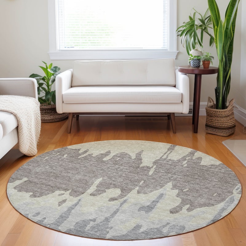 Machine Washable Indoor/ Outdoor Modern Abstract Chantille Rug