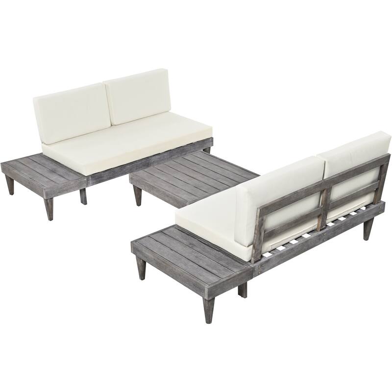 Simple Solid Wood Frame Sectional Sofa Outdoor 3piece Patio Couch