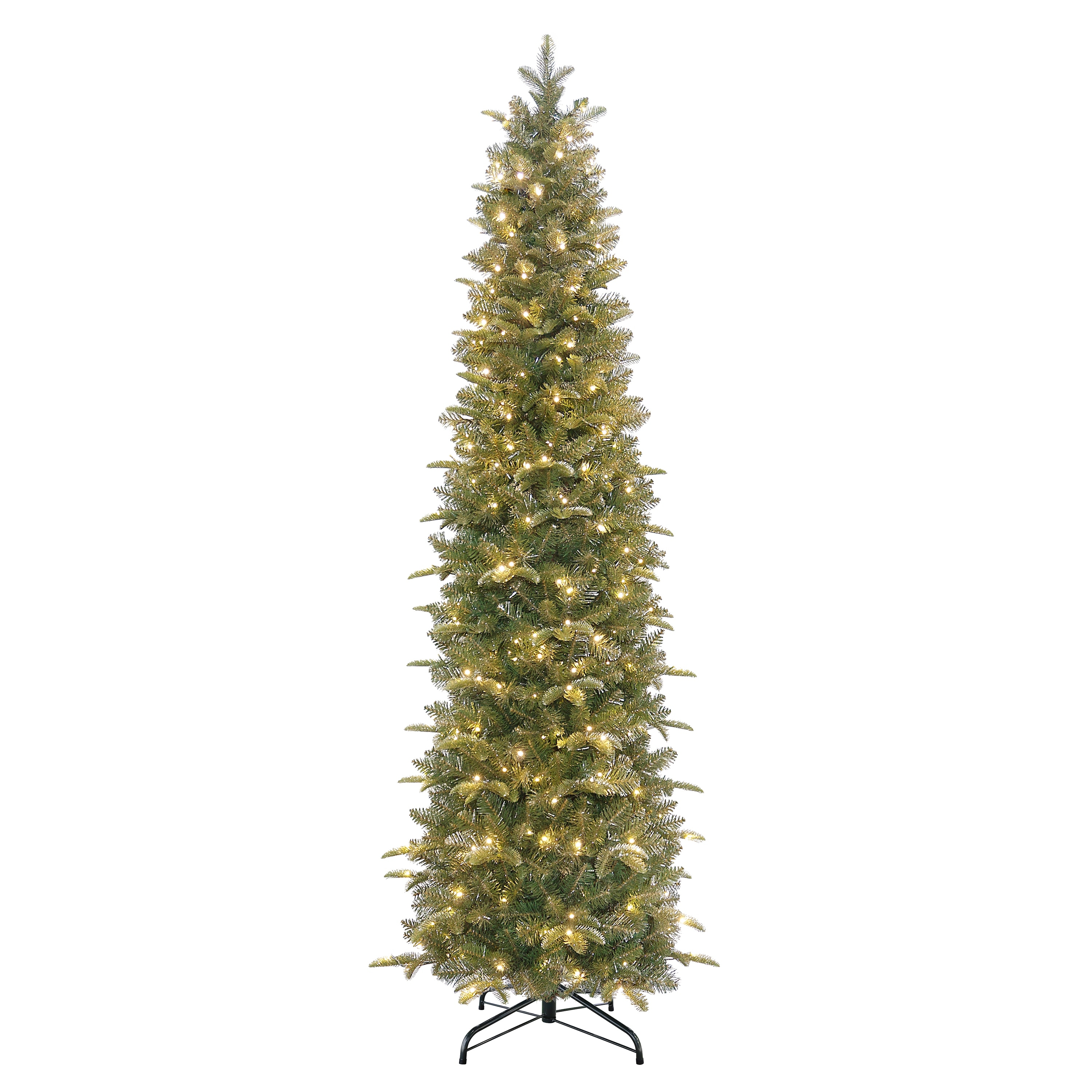 Puleo International 7.5' Pre-Lit Artificial Yardley Spruce Pencil Tree with 350 Dual-Color LED Lights