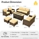 preview thumbnail 18 of 28, HOOOWOOO 7-piece Outdoor Wicker Rattan Patio Conversation Set with Fire Pit