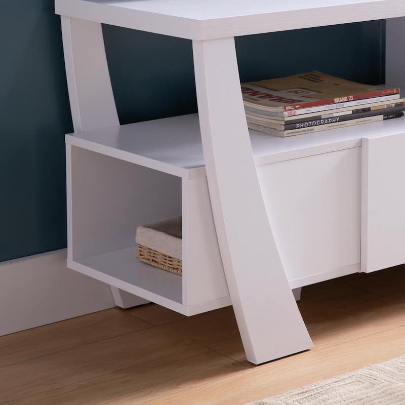 Modern TV Stand with 2 Open Shelves and 2 Side Shelves