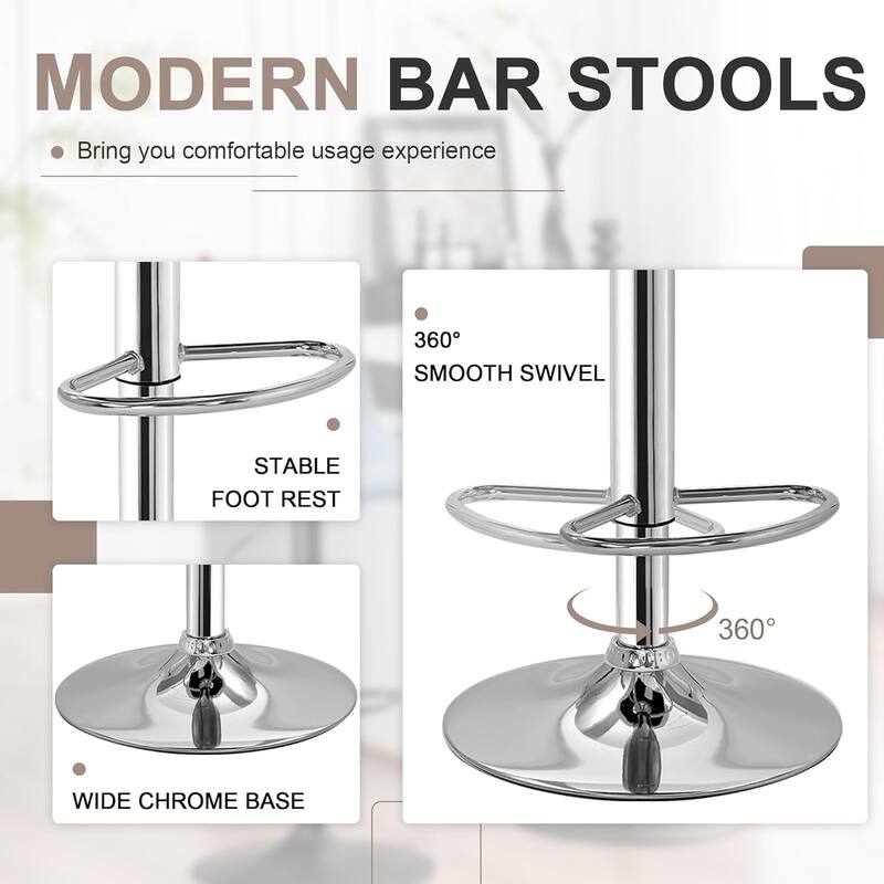 VECELO Barstools Adjustable Height Faux Leather Backless Modern Swivel Bar Stools (Set of 2)-Five colors