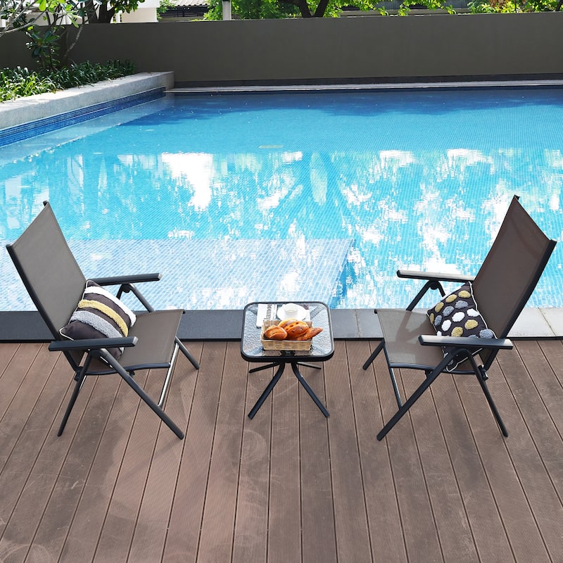 Costway 4PCS Patio Folding Dining Chairs Aluminium Adjustable Back - See details