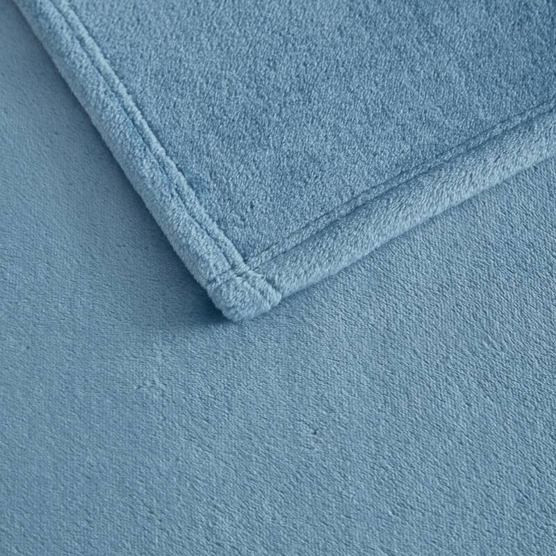 Martha Stewart Bedford Solid Plush Reversible Blanket
