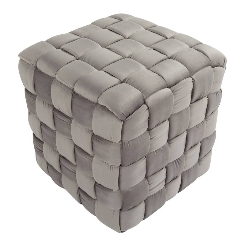 Silver Orchid Camilla Braided Square 16" Ottoman