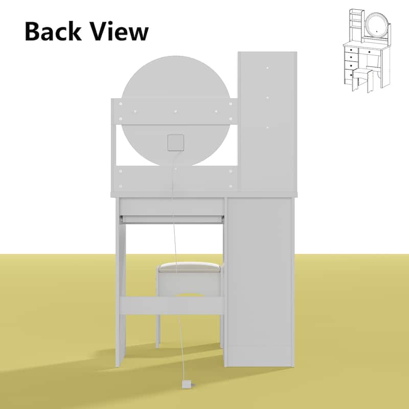 Makeup Vanity Dressing Table Set With Touch Screen Mirror & Stool On