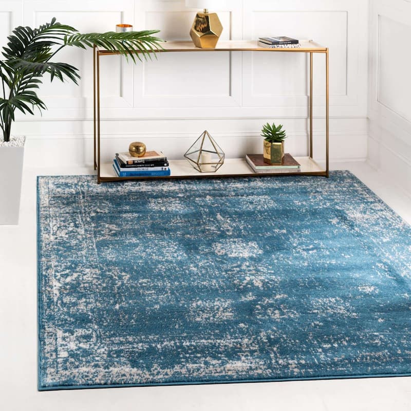 Transitional Fredo Collection Area Rug - 6' Square - Blue