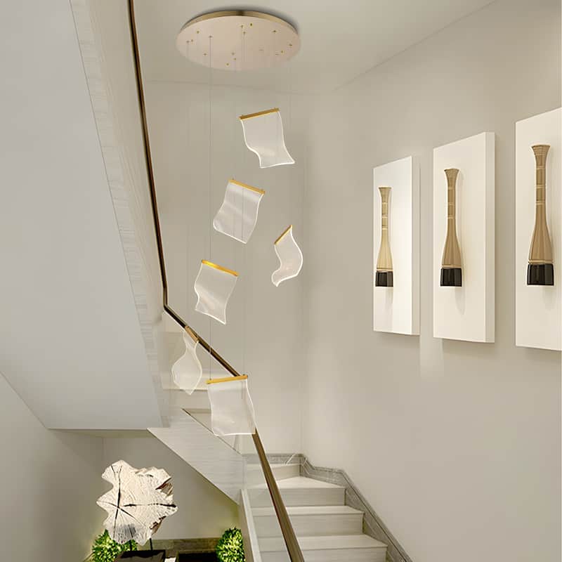 Rinkle LED Leaf Multi-Pendant Lamp Stairway Staircase Cascade Chandelier - N/A