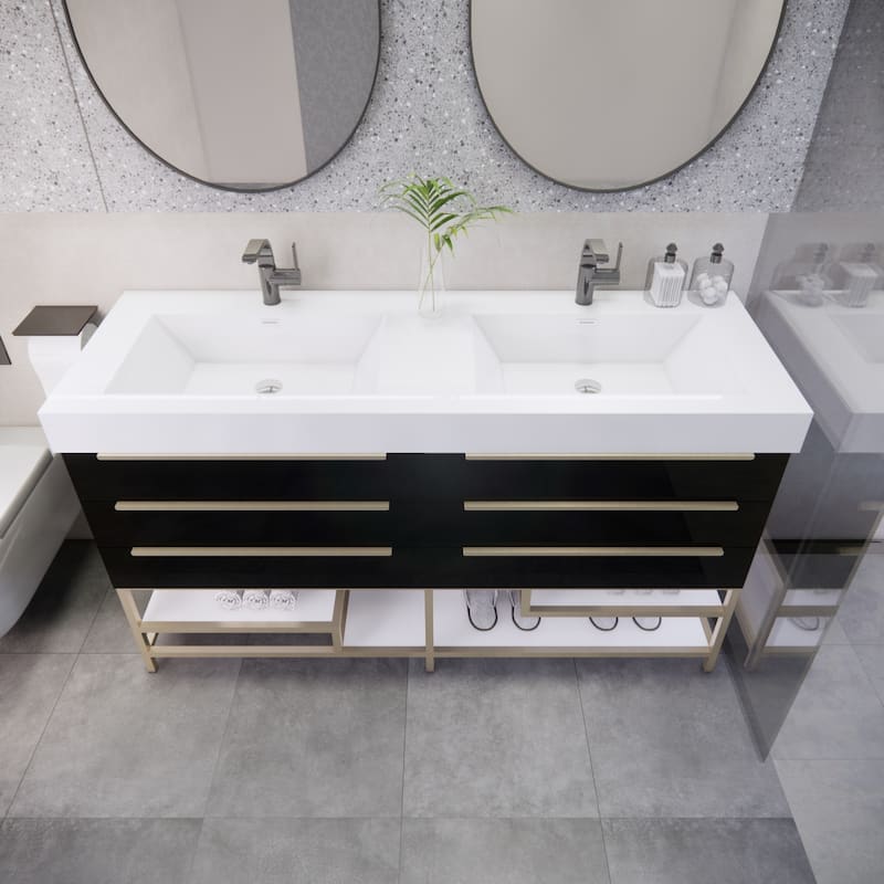 Noble 60" Free-standing Vanity with Reinforced Acrylic Double Sink