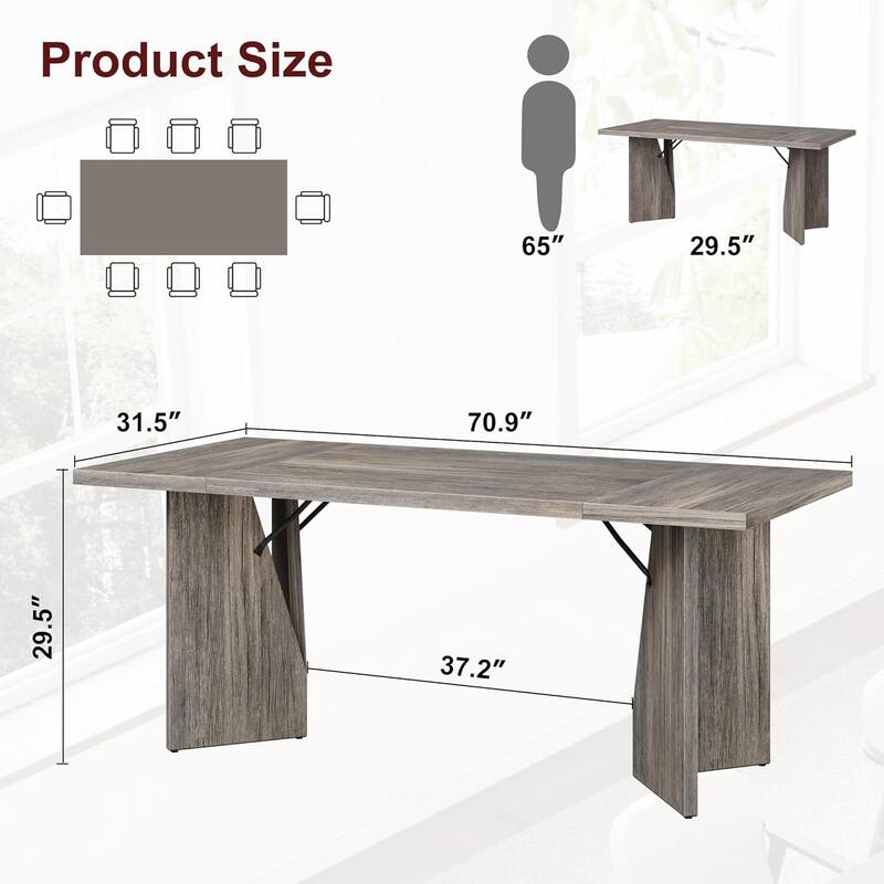 70.9" Kitchen Dining Table for 6 to 8 Dining Room, Office and Living Room (Only Table)