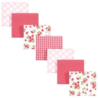 Hudson Baby Infant Girl Cotton Flannel Receiving Blankets Bundle, Strawberries, One Size - Strawberries - One Size
