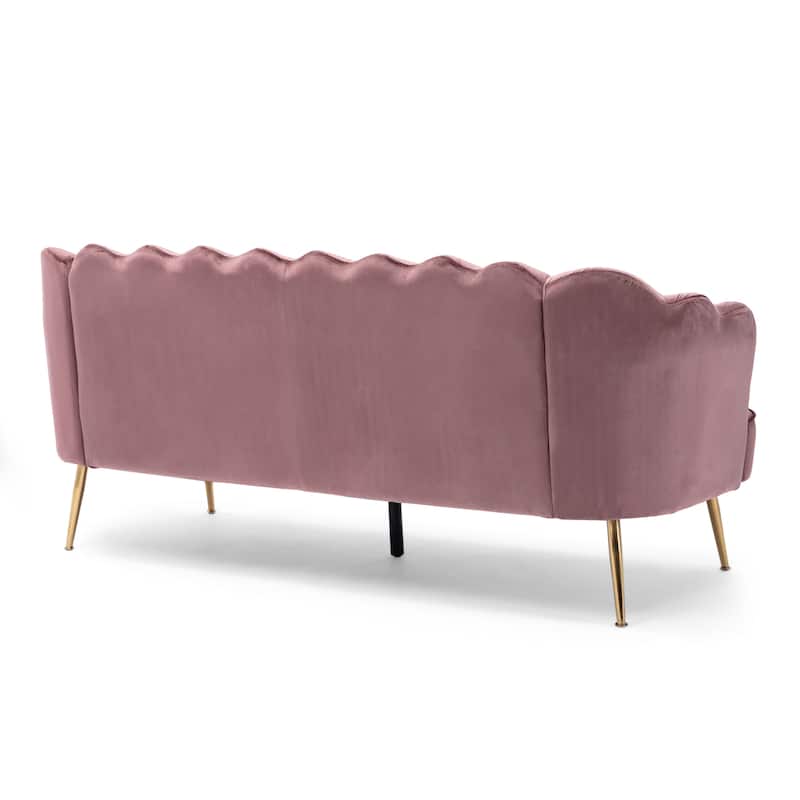 76.25" Velvet Channel Stitching 3-seater Sofa with Metal Legs for Living Room