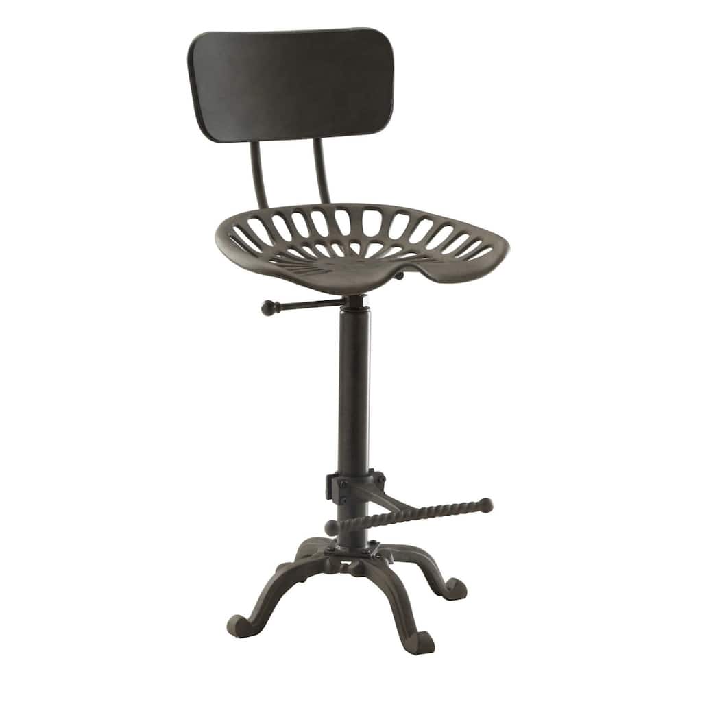 37" Black Iron Low Back Bar Height Bar Chair