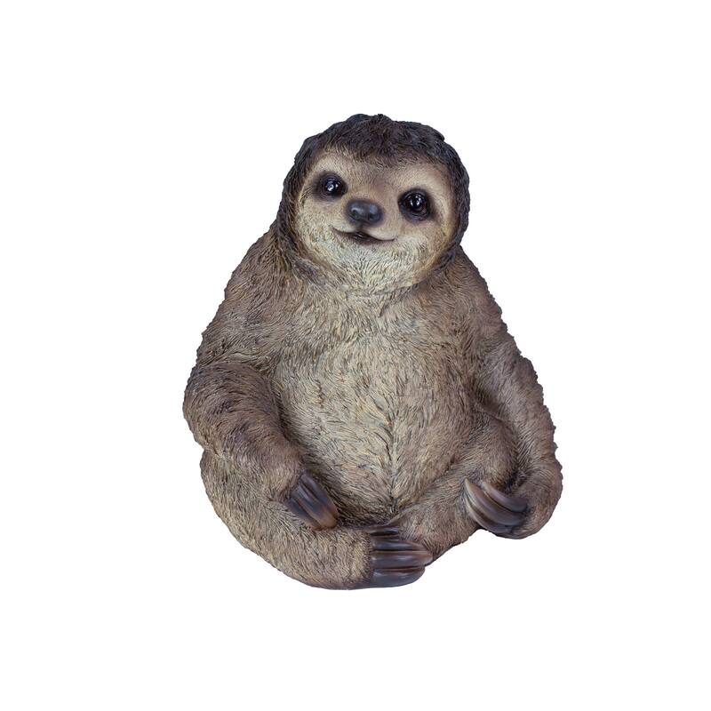 Sitting Sloth Outdoor Garden Statue - 14" - Brown