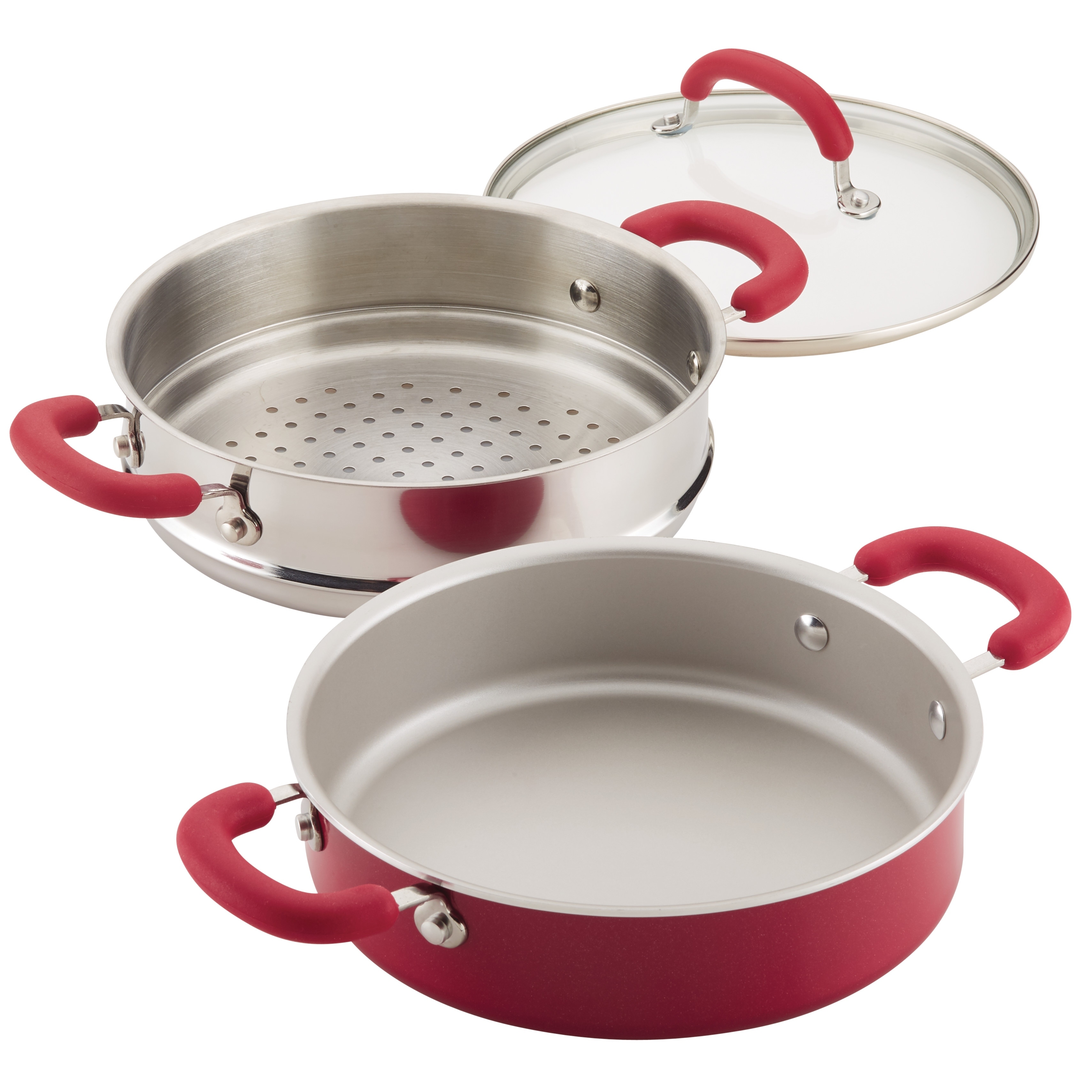 Range Kleen 3-Piece 3-Quart Sauce Pan with Lid, Steamer and Double Boiler  Insert