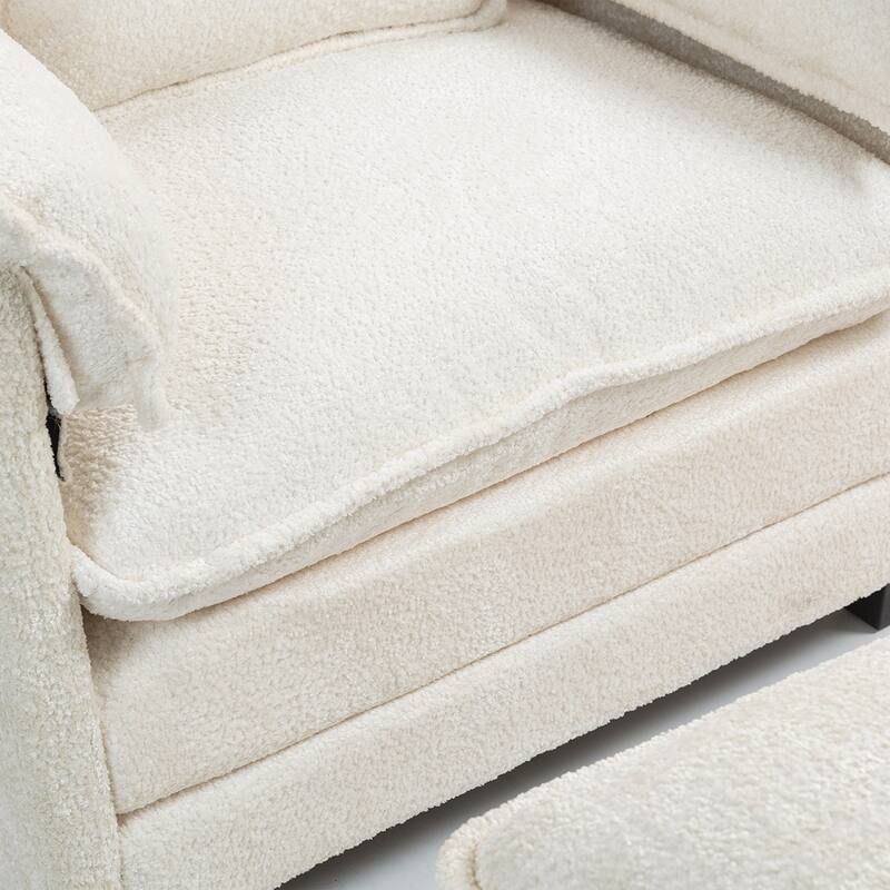 Boucle Oversized Sofa Chair With Ottoman