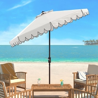 SAFAVIEH Venice 9ft Round Outdoor Patio Umbrella - UV Resistant with Crank & Button Tilt