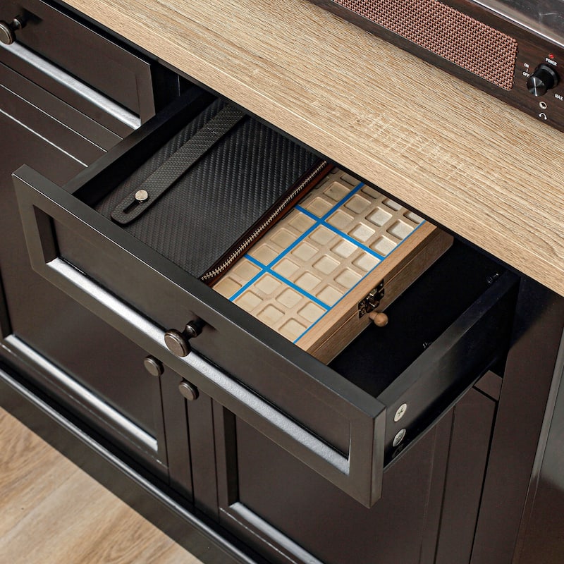 HOMCOM Sideboard Buffet Cabinet, Kitchen Cabinet, Coffee Bar Cabinet with 2 Drawers and Double Door Cupboard