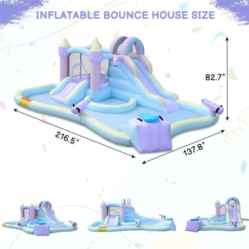 Inflatable Bounce House With Double Water Slide And Air-Blower