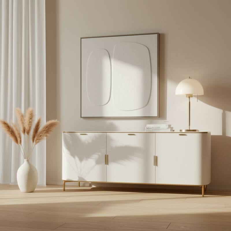 Canvas Wall Art Abstract 3D Framed Modern Decor - 40" White