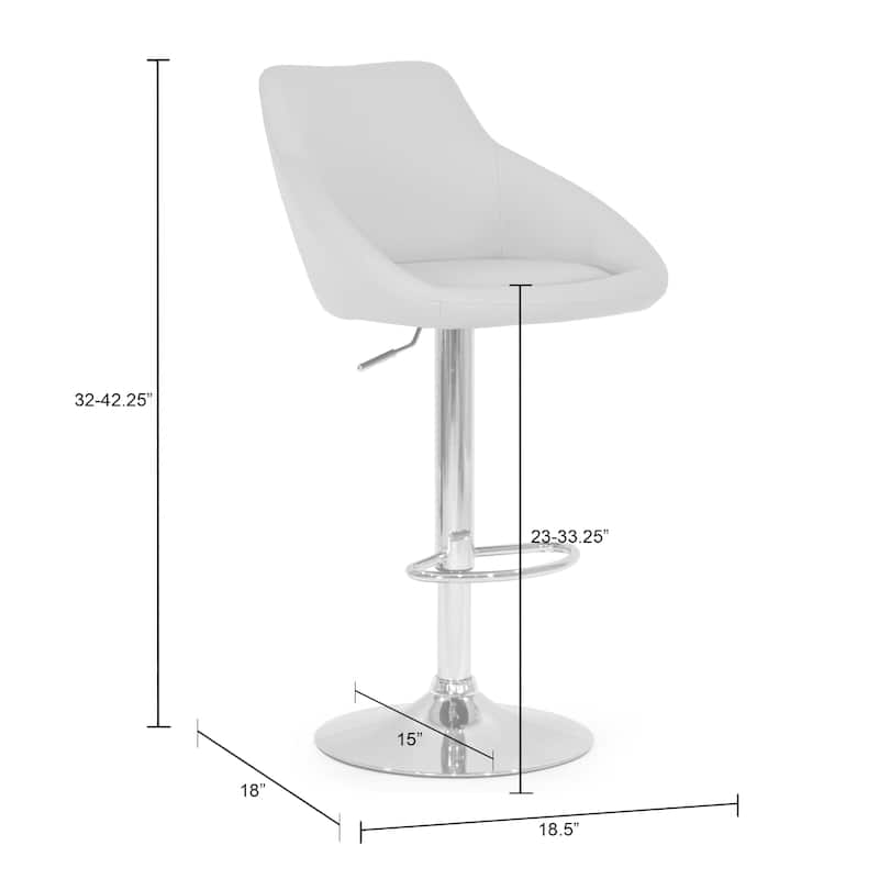 Set of 2 Alani Ashy Grey Adjustable Height Swivel Barstool in Faux Leather