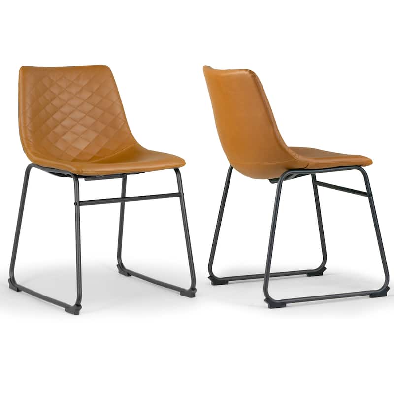 Set of 2 Ave Iron Frame Cappuccino Brown Faux Leather Dining Chair