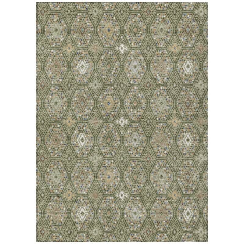 Machine Washable Indoor/ Outdoor Modern Hexi Chantille Rug