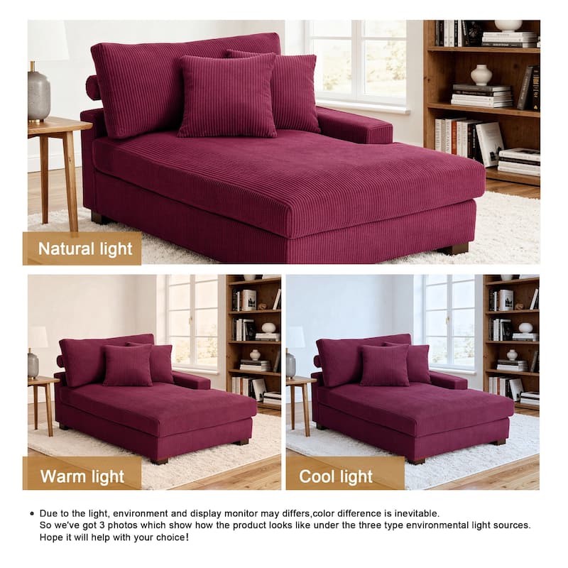 Corduroy Chaise Lounge Chair Upholstered Indoor Lounger Sofa