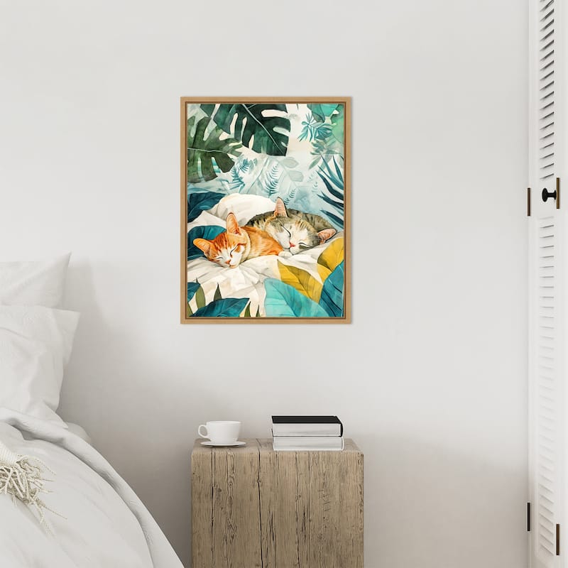 Cats Lives Napping by Justyna Jaszke Framed Canvas Wall Art