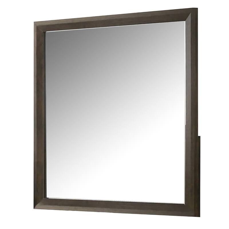 Fel Dresser Mirror, Beveled Glass, Dark Brown Wood Frame, 44x45