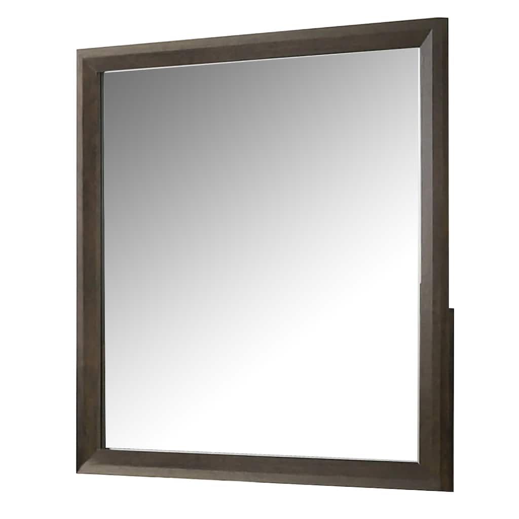 Fel Dresser Mirror, Beveled Glass, Dark Brown Wood Frame, 44x45