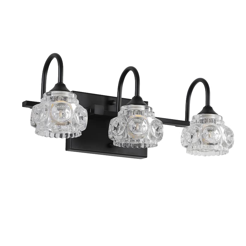 Patterned Glass Bathroom Vanity Light 3/4/5-Light Black - 3-Light