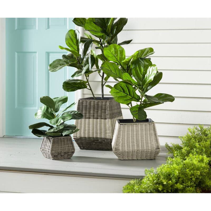 Short Resin Wicker Planter (Set of 3)