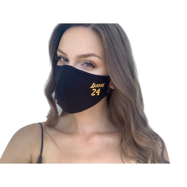 Reusable ad Washable Unisex Fashion Cloth Face Mask with Adjustable Straps, Lakers - Multi-color. Opens flyout.
