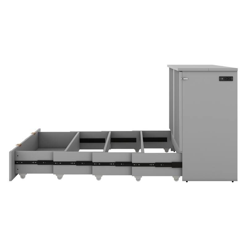 Murphy Bed with Pulley Design, Drawer, and USB Ports