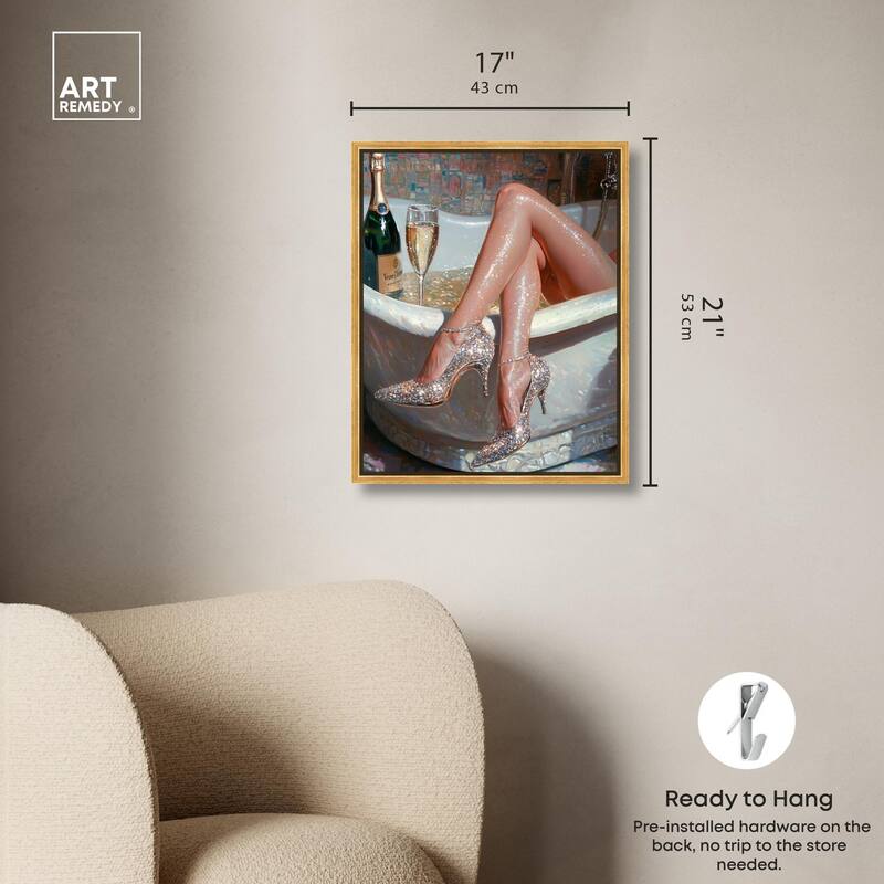 Champagne Bath Party Canvas by Art Remedy