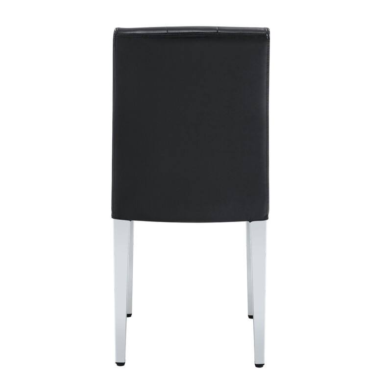 4-Pack Modern PU Dining Chairs with Ergonomic Buckle Backrest, Silver Metal Legs - Comfort & Style for Home & Commercial Use