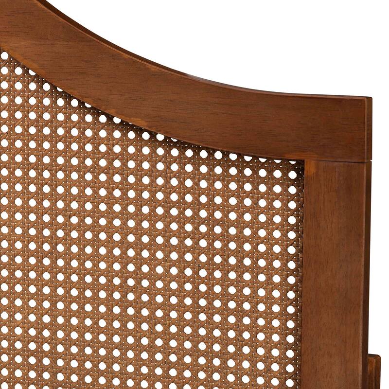 Camila Classic and Traditional Ash Walnut Finished Wood Headboard with Rattan