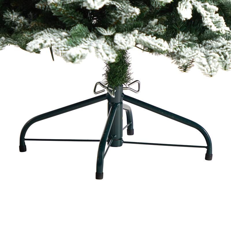 5' Flocked North Carolina Fir Artificial Christmas Tree with 350 Warm White Lights and 1247 Bendable Branches