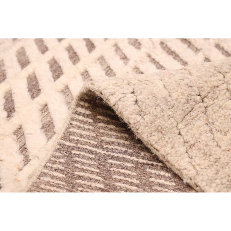 ECARPETGALLERY Hand-knotted Tangier Cream Wool Rug - 5'1 x 8'3