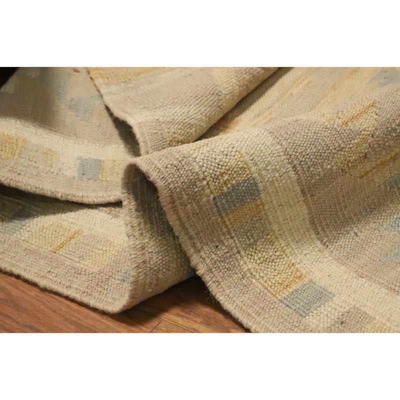 Hand Woven Oriental 100% Wool Carpet Southwestern Tribal Yellow & Gold Kilim Area Rug - 5' 1'' X 3' 1''