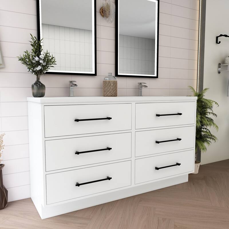 Victoria 60'' Free-standing Vanity with Double Reinforced Acrylic Sink - 59.5