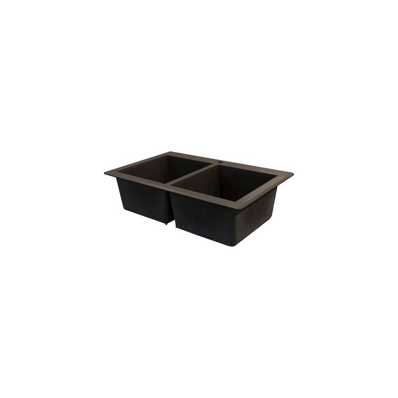Transolid Radius 33in x 22in silQ Granite Drop-in Double Bowl Kitchen Sink with 1 Pre-Drilled Faucet Hole
