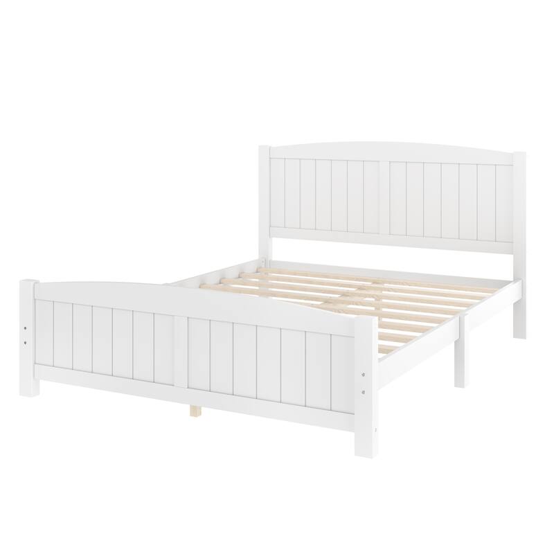 Queen Size Platform Bed, Solid Wood Platform Bed with Support Slats and Strong Structure, No Box Spring Needed
