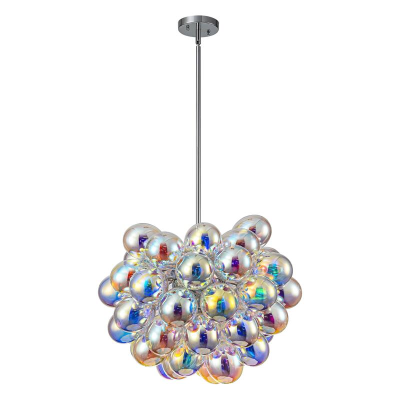 6-Light Modern Glam Cluster Sputnik Iridescent Glass Globe Bubble Chandelier for Living/Dining Room
