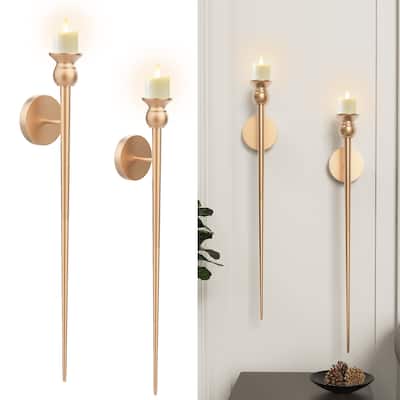 32" Candle Wall Sconce with Battery Operated Candles -Set of 2